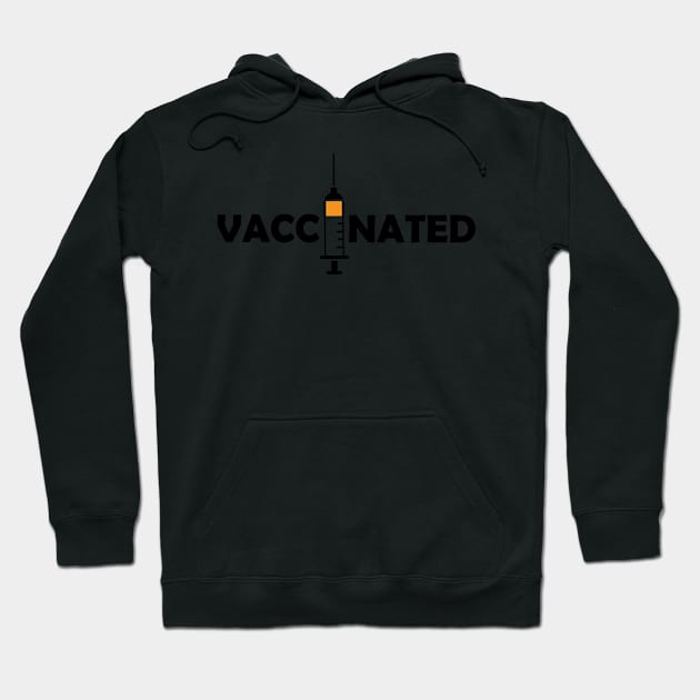 Vaccinated with Syringe - Immunization Pro-Vaccine - Black Lettering Hoodie by ColorMeHappy123